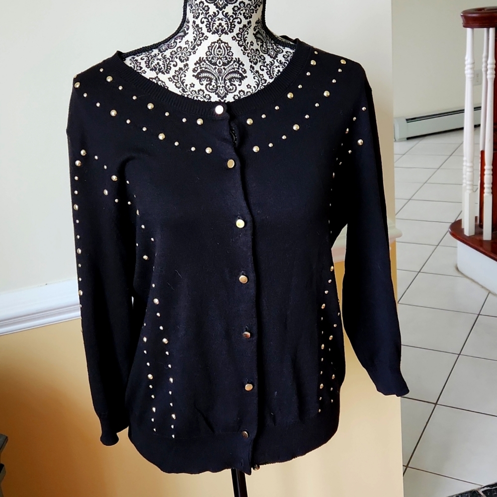 Womans Gold Studded Cardigan